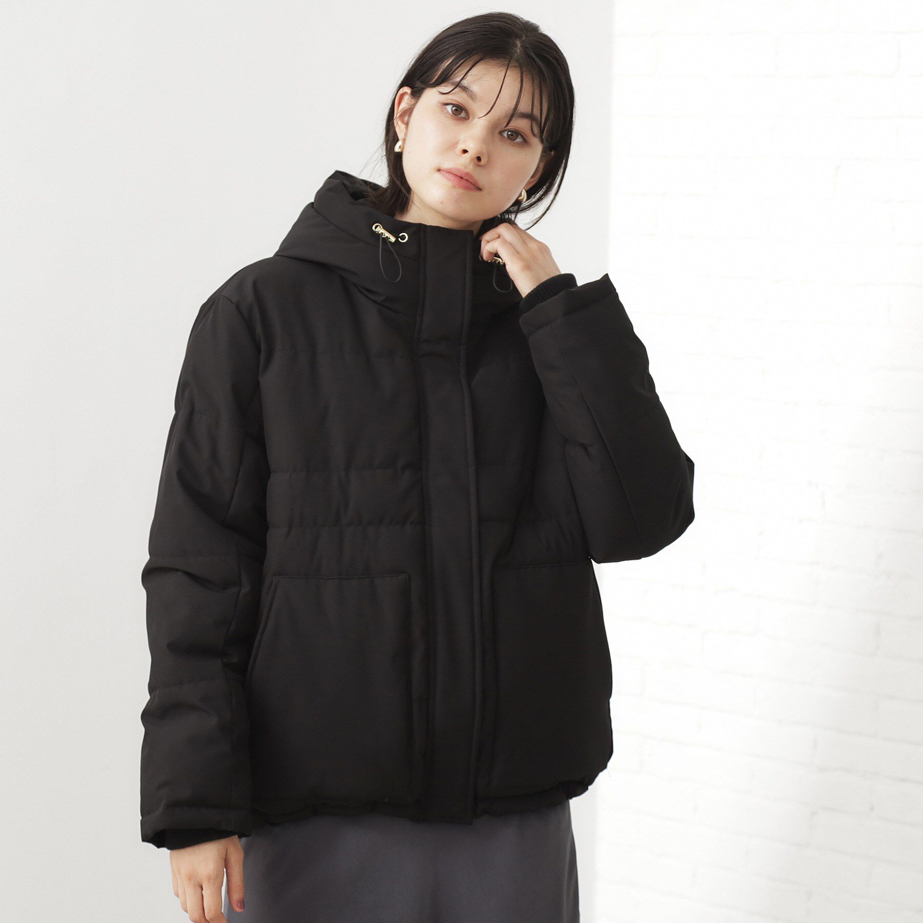 THE SHOP TK「【すっきり見えシルエット】上品ふわもこ中綿ブルゾン」|ダウン|