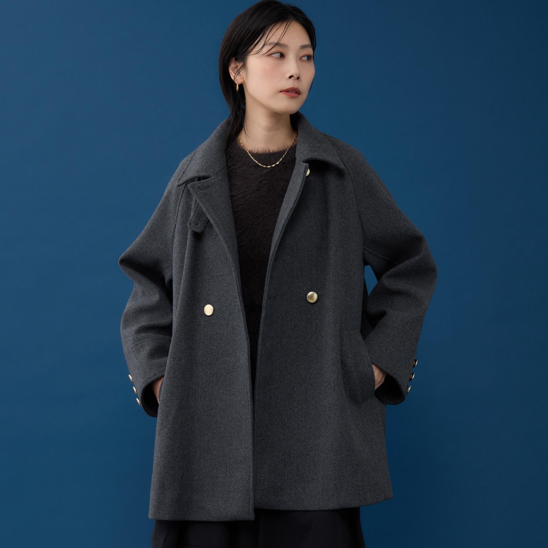 THE SHOP TK「クラシカルな装い ウールライクスタンドカラーコート」|その他|