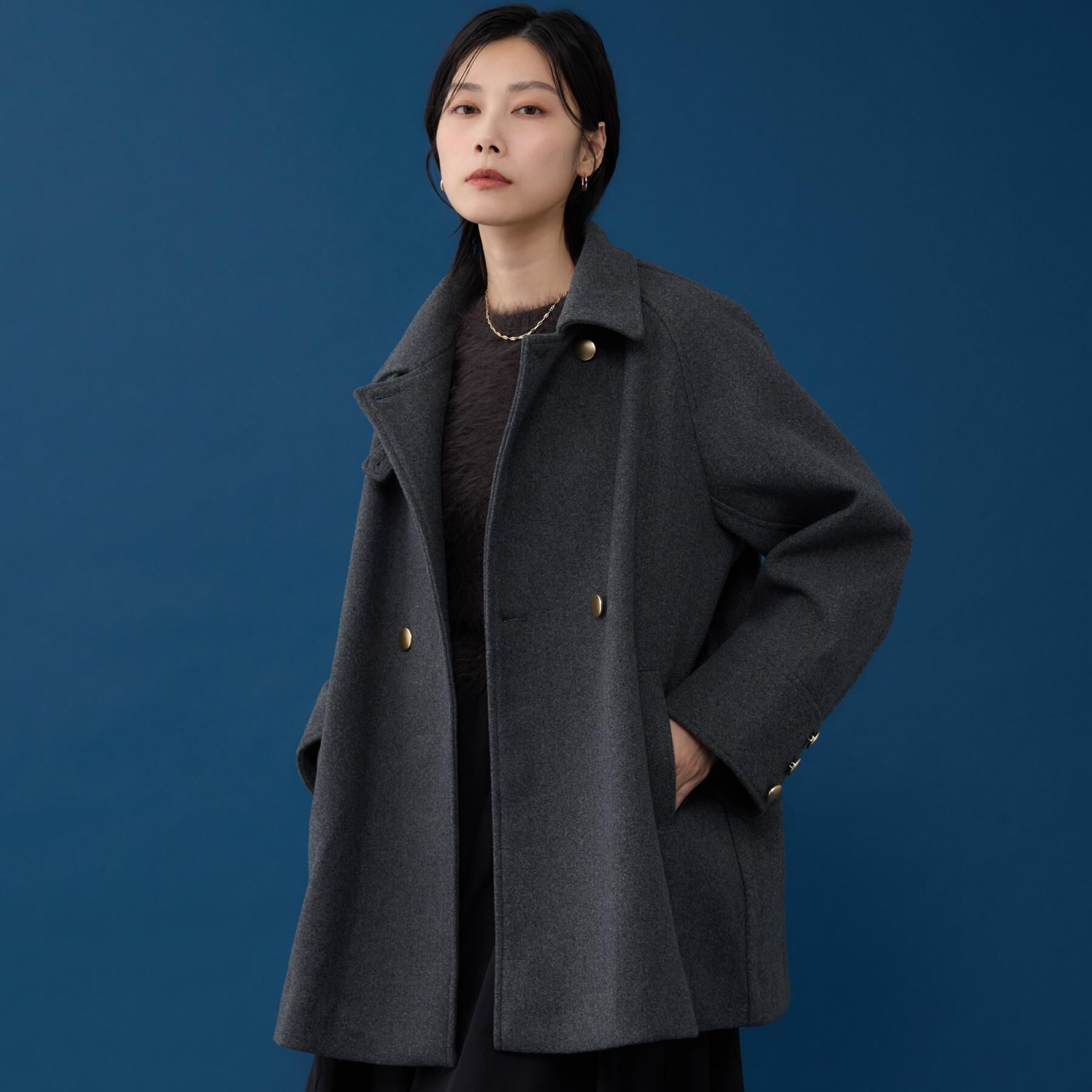 THE SHOP TK「クラシカルな装い ウールライクスタンドカラーコート」|その他|