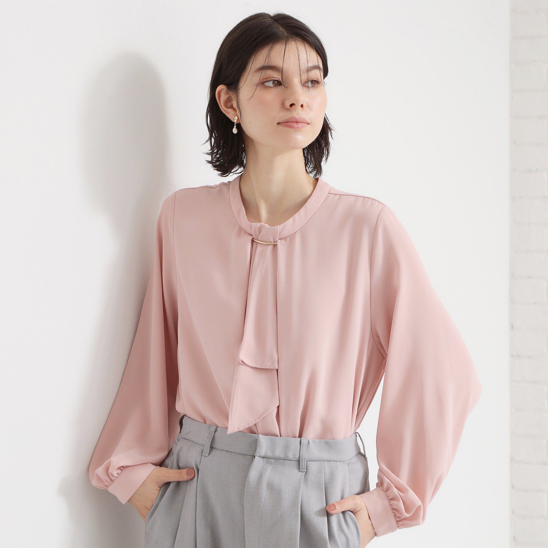 THE SHOP TK「バー付きラッフルタイブラウス」|シャツ・ブラウス|