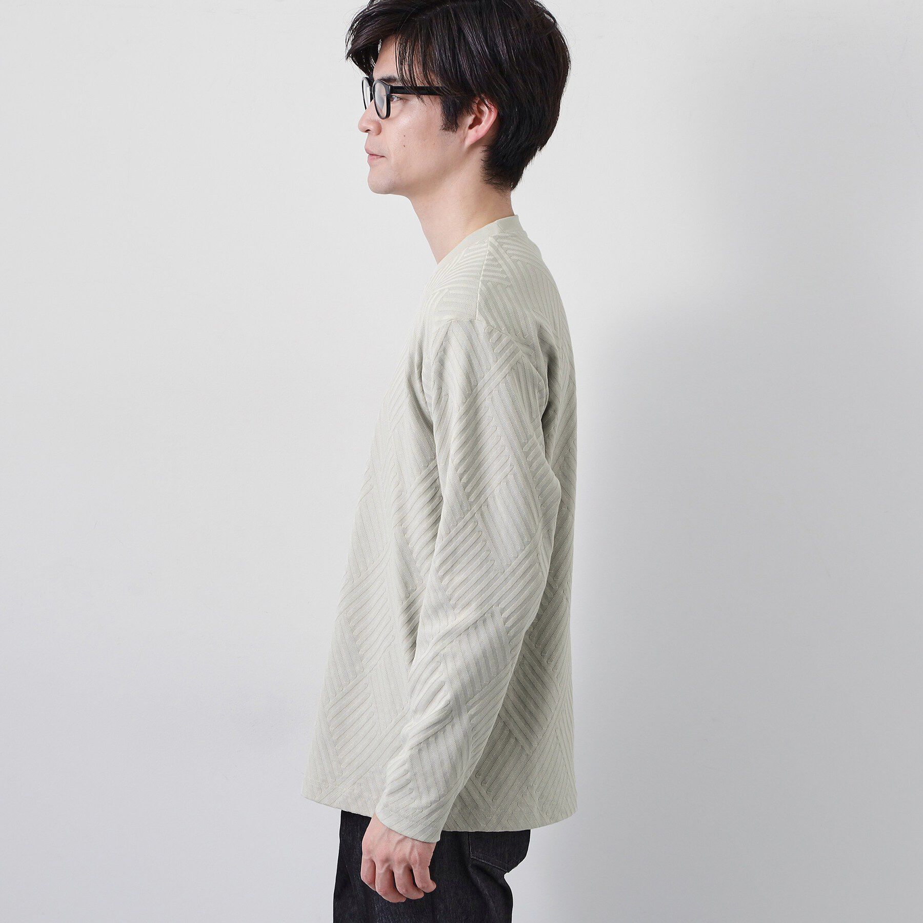 THE SHOP TK「【長く愛せる、定番ロンT】リンクスジャカード長袖Tシャツ」|Tシャツ・カットソー|