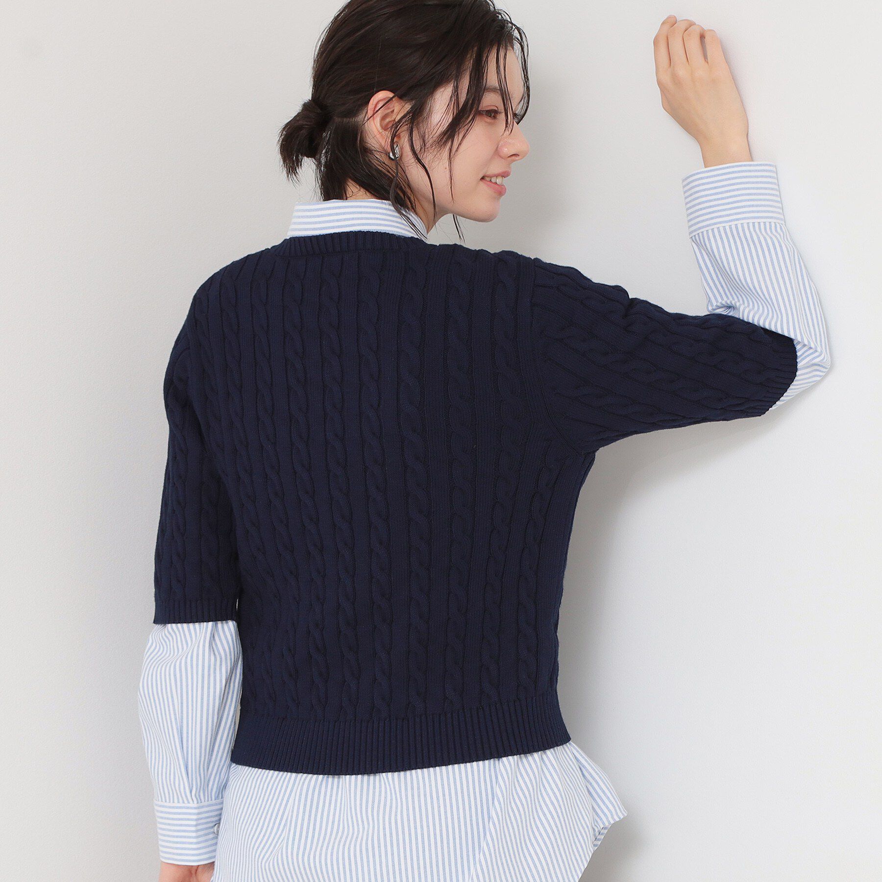 THE SHOP TK「【POLO BCS 別注】5分袖ケーブルニット」|ニット・セーター|