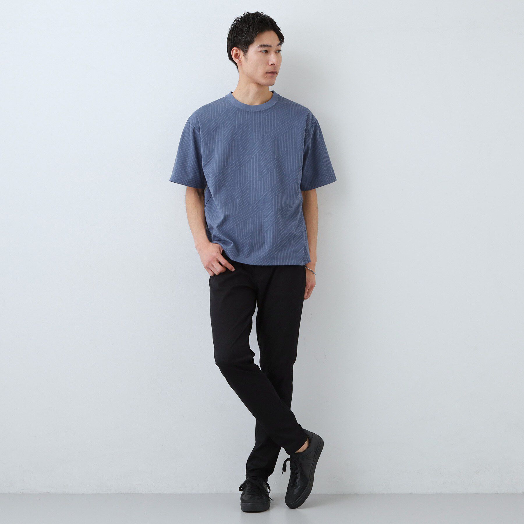 THE SHOP TK「【無地だと少し物足りないという方へ】ジオメトリック柄 半袖Tシャツ 洗濯機OK」|Tシャツ・カットソー|