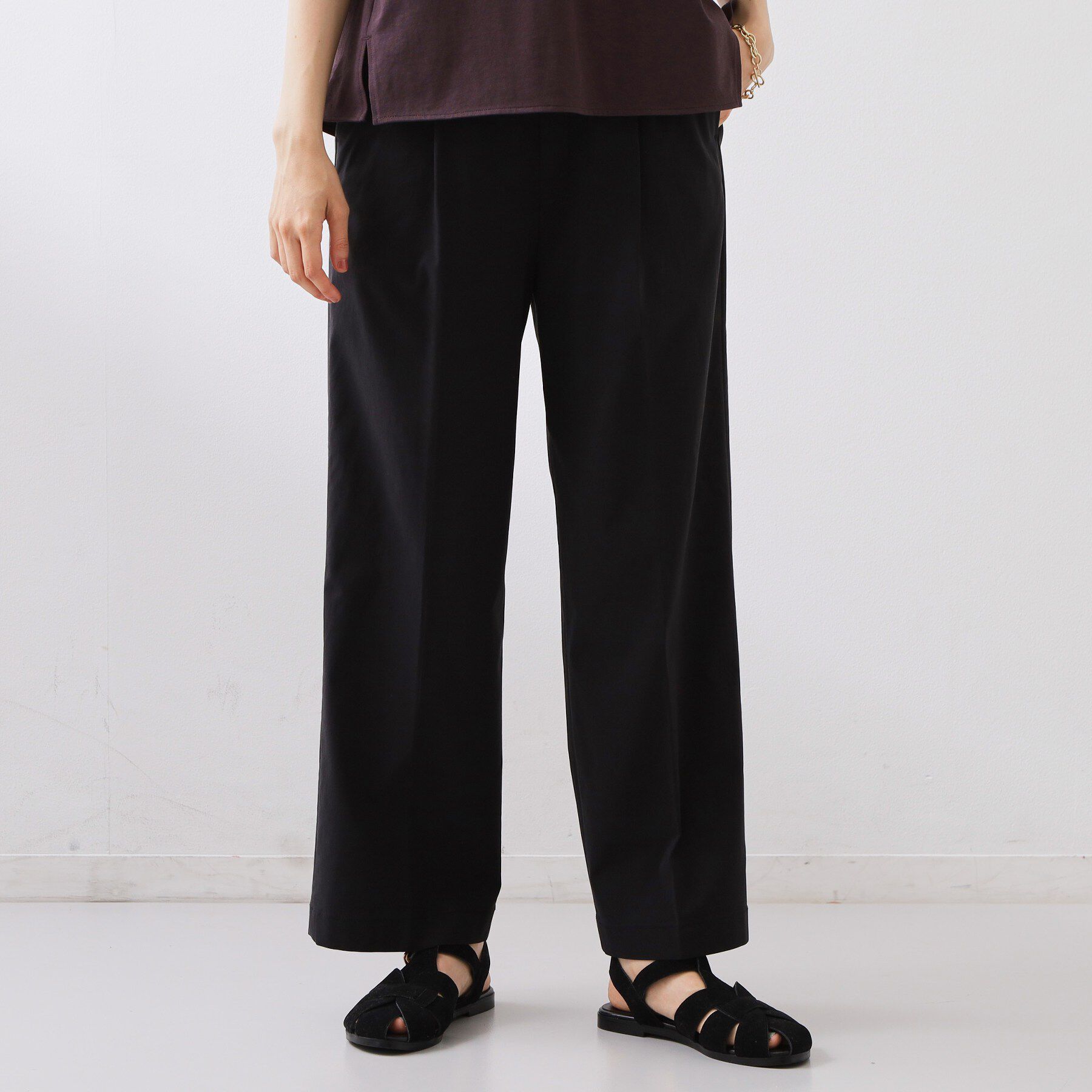 THE SHOP TK「【XS-XL/着丈選べる】心地よいストレッチワイドパンツ」|その他|