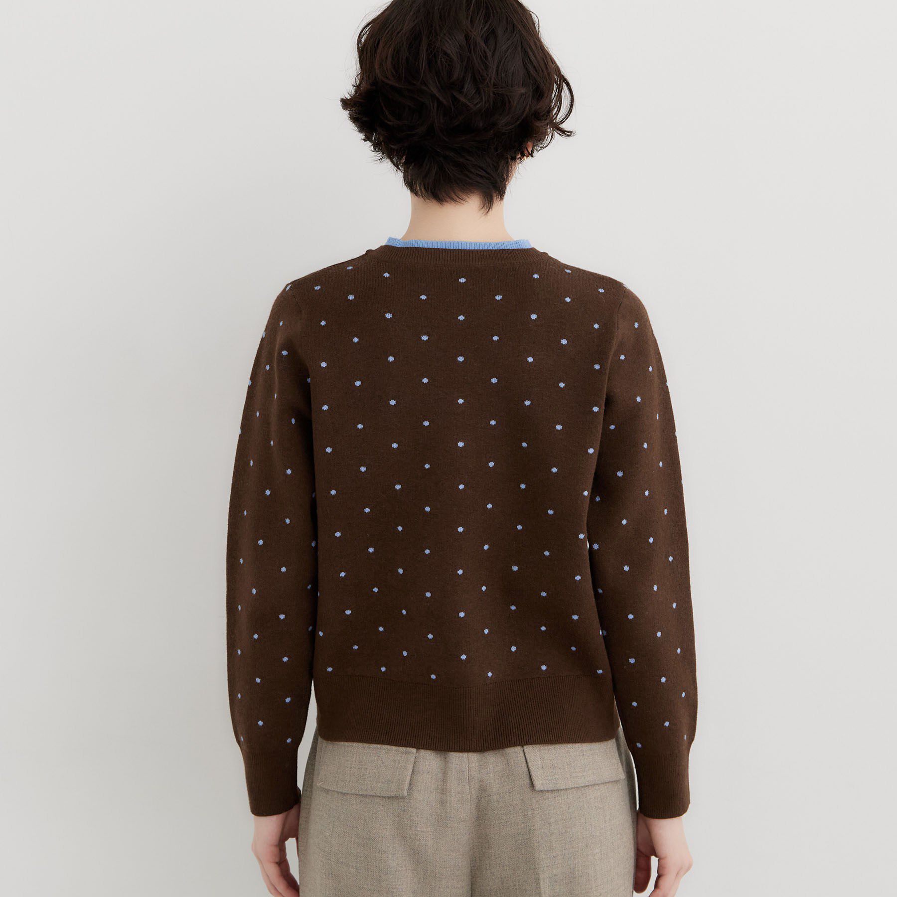 THE SHOP TK「コーデに華やかさをプラス ドットジャカード クルーネックカーディガン」|カーディガン|