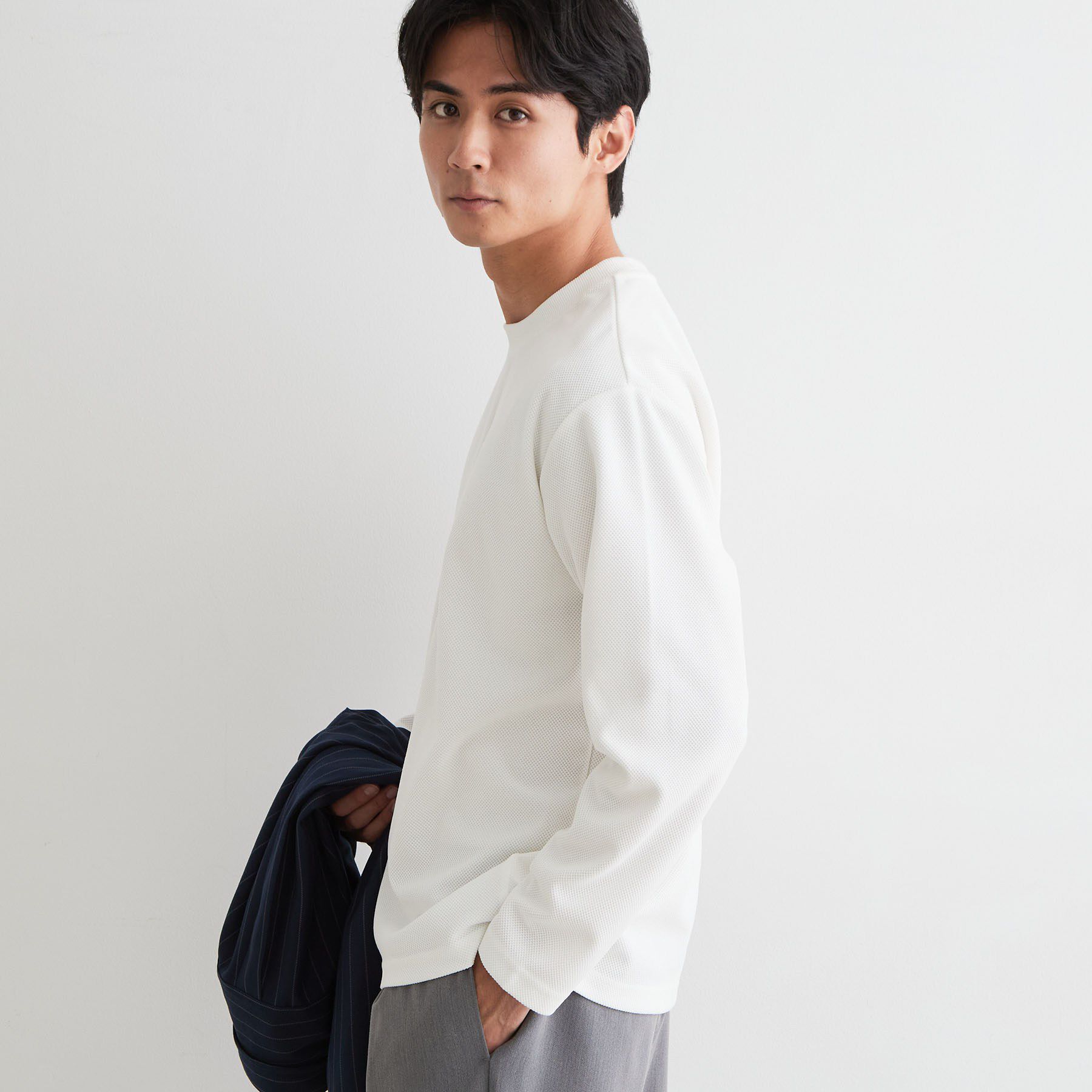 THE SHOP TK「【洗濯機OK】カノコ編み 長袖Tシャツ」|Tシャツ・カットソー|