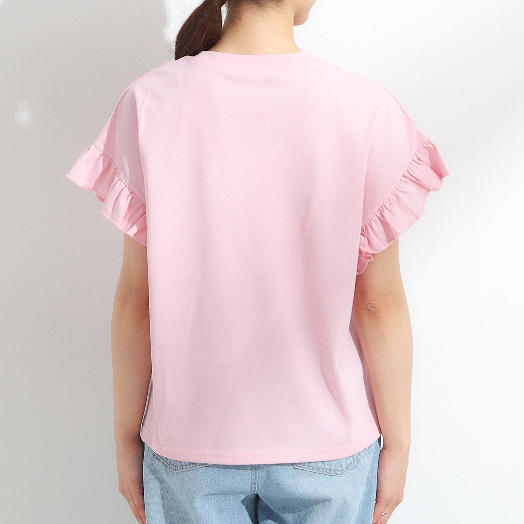 SHOO･LA･RUE「【S-LL/汗ジミ軽減/ひんやり/UVカット】フリルTシャツ」|Tシャツ・カットソー|