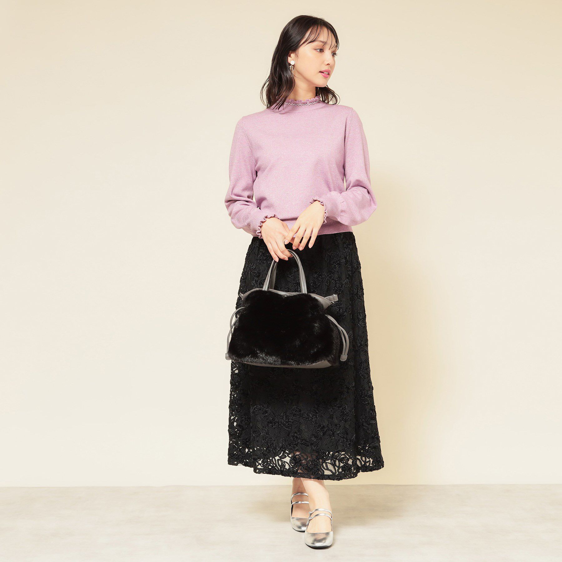SunaUna「【SS～Lサイズ展開／6色展開】パール調ニット」|ニット・セーター|