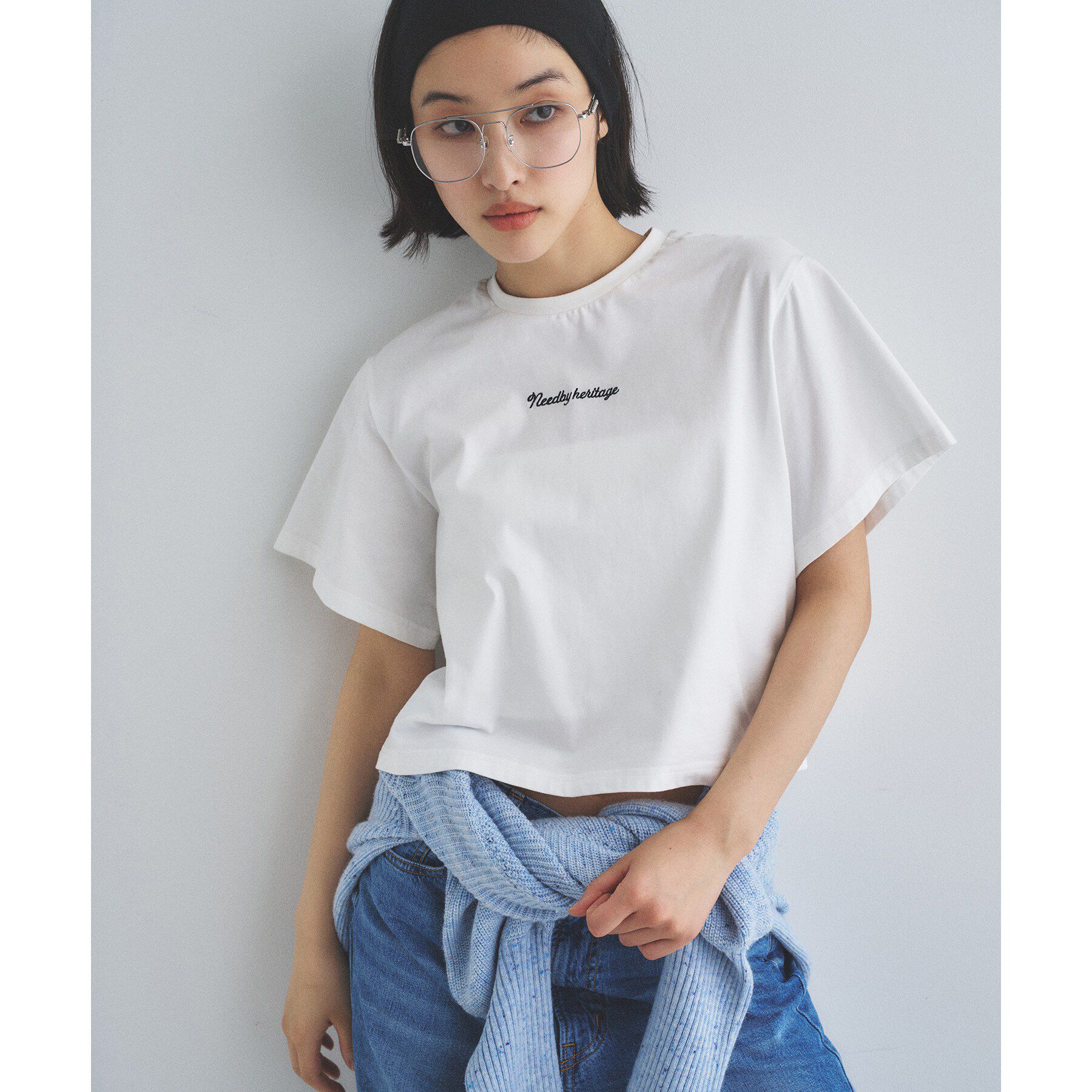 CODE A「NEEDBY heritage｜CROPPED TEE」|Tシャツ・カットソー|ホワイト(001)