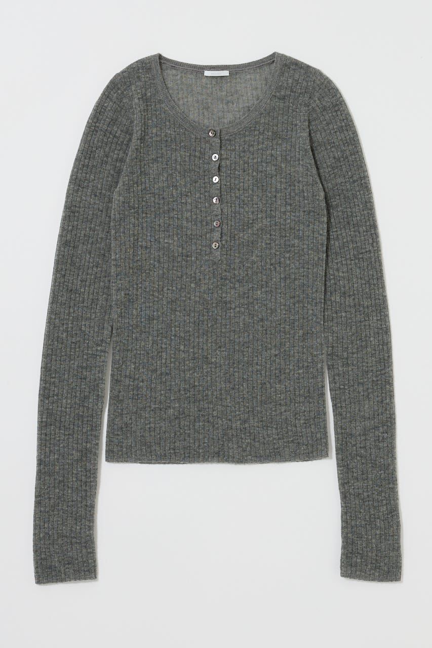 MOUSSY「SHEER HENRY NECK ニットトップス」|ニット・セーター|