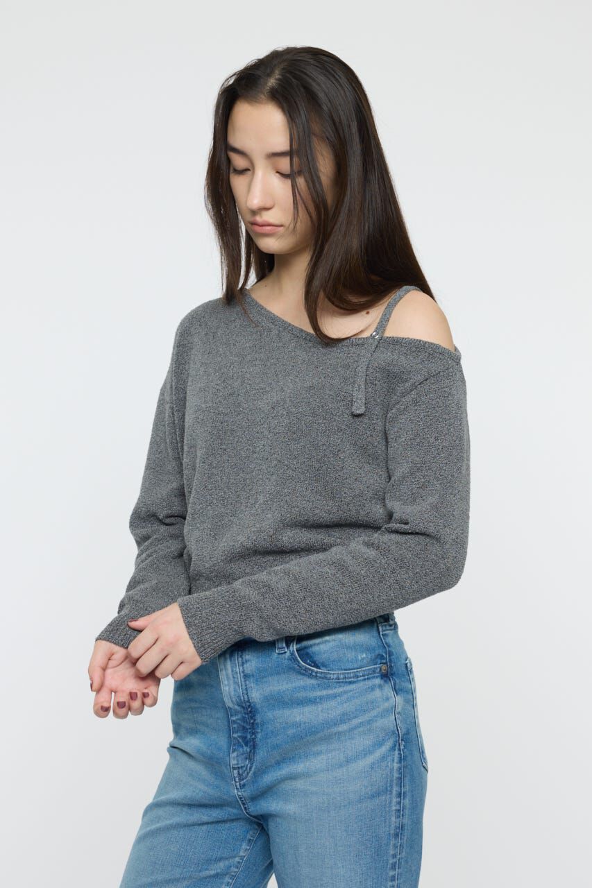 MOUSSY「BUTTON STRAP ワンショルダートップス」|ニット・セーター|