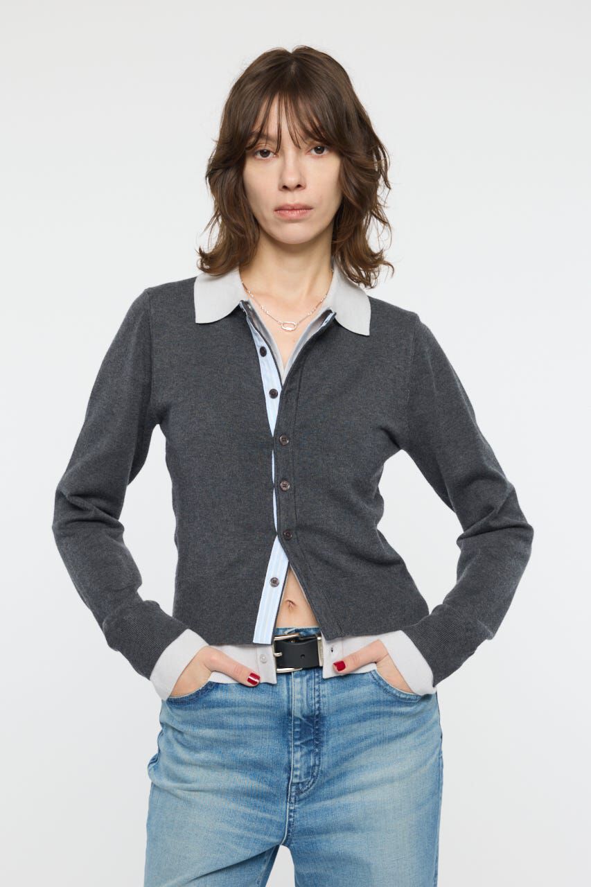 MOUSSY「DOUBLE LAYERED ニットシャツ」|シャツ・ブラウス|
