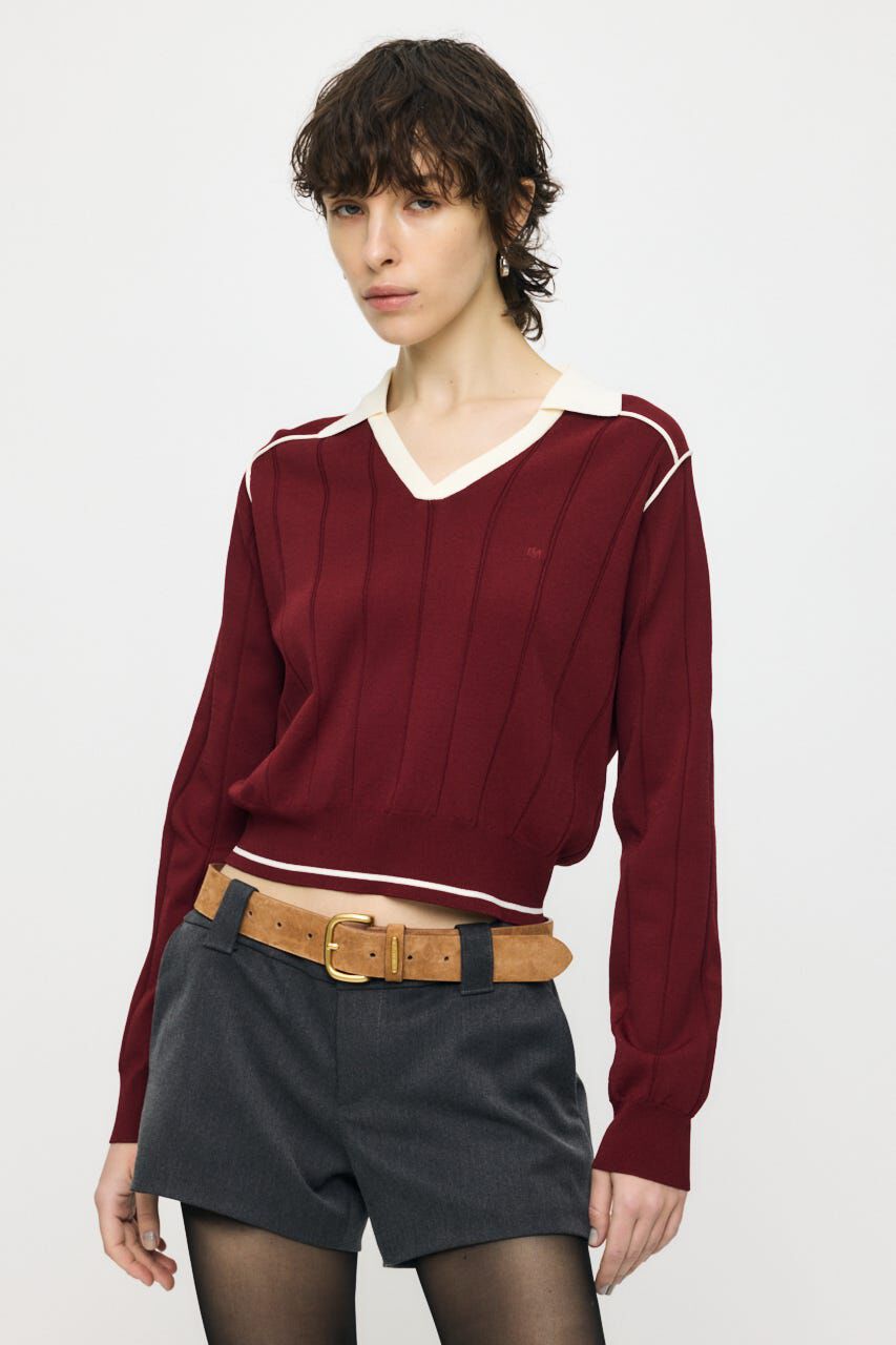 MOUSSY「BI COLOR KNIT ポロ」|ニット・セーター|