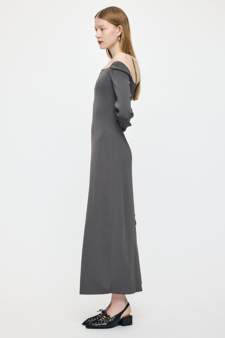 MOUSSY「OPEN NECK KNIT LONG ドレス」|ワンピース|