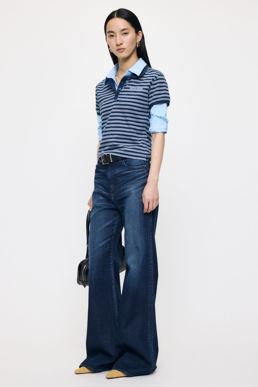 MOUSSY「SHIRT SLEEVE STRIPED POLO Tシャツ」|Tシャツ・カットソー|