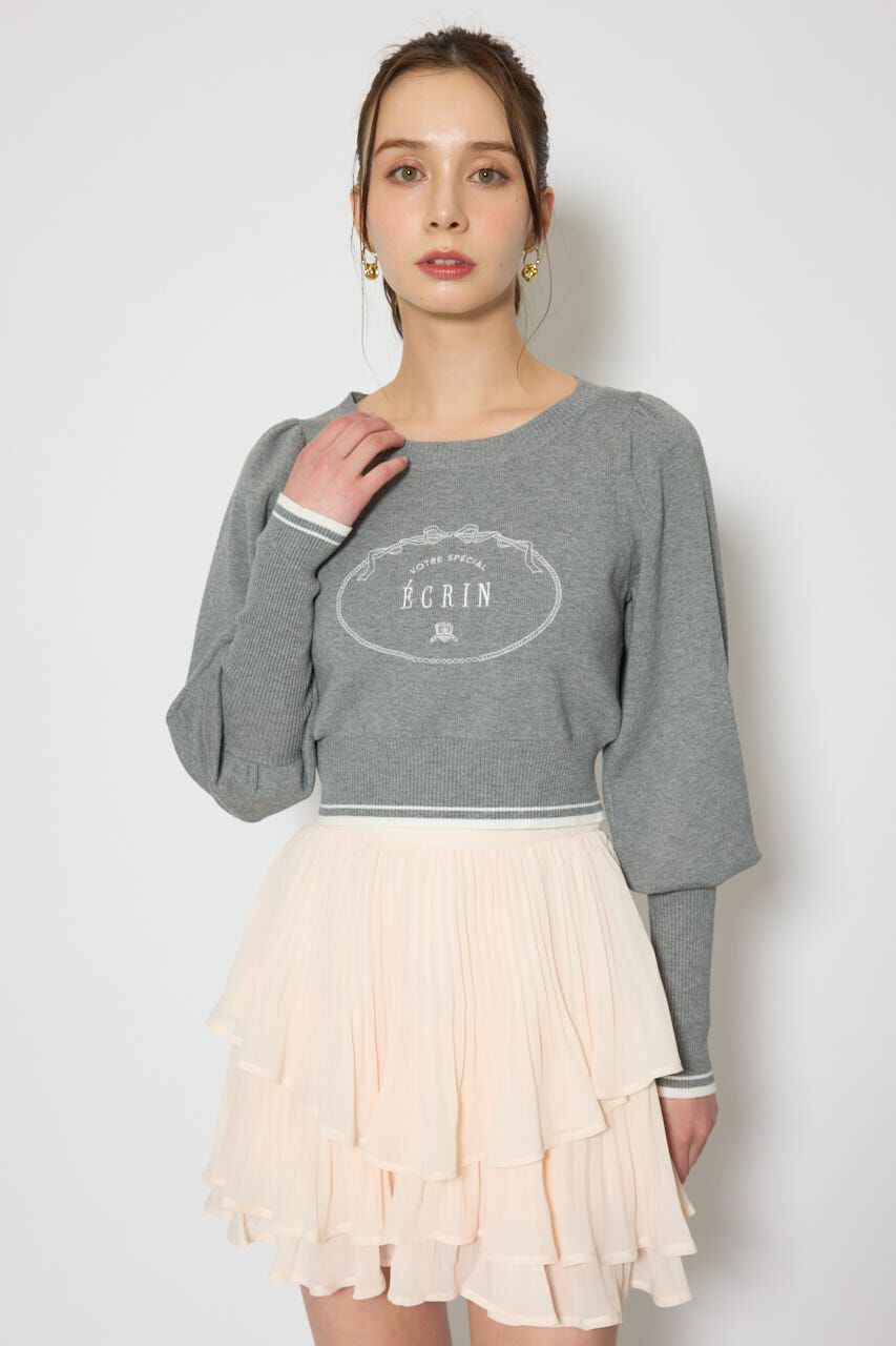 rienda「ロゴニットトップス」|ニット・セーター|GRY