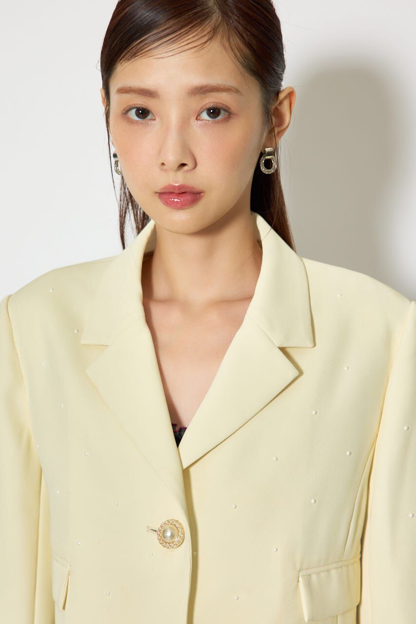 rienda「パール付きシングルショートテーラードジャケット」|その他|
