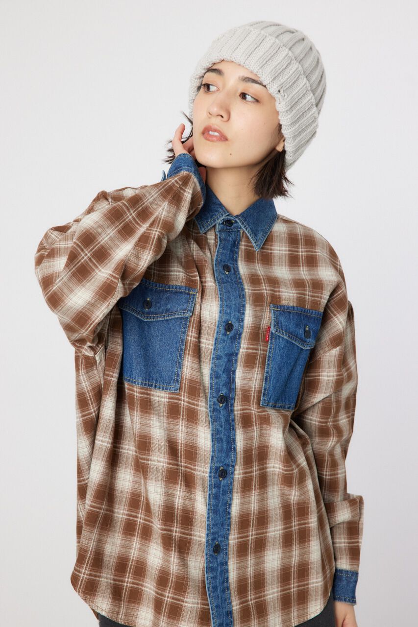 RODEO CROWNS「デニムドッキングチェックシャツ」|シャツ・ブラウス|