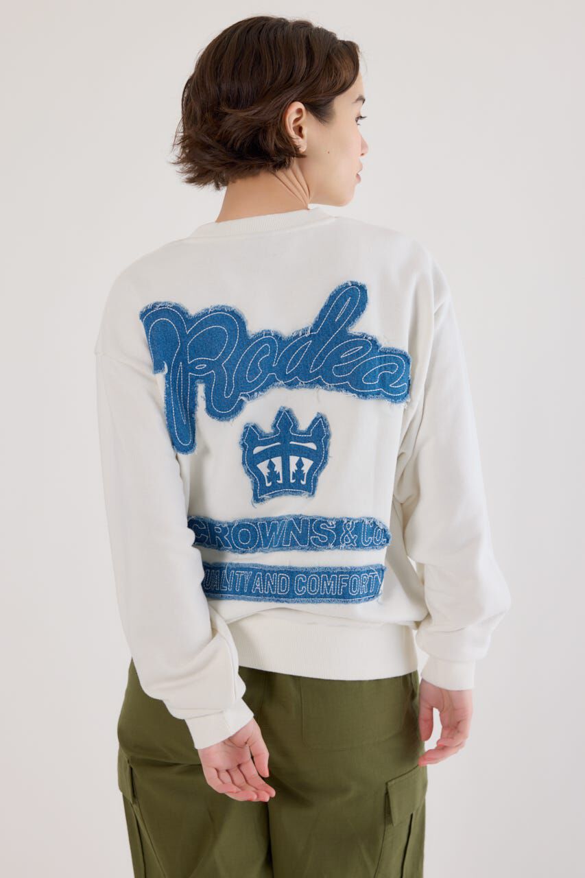 RODEO CROWNS「ロゴデニムパッチスウェットトップス」|パーカー|O/WHT1