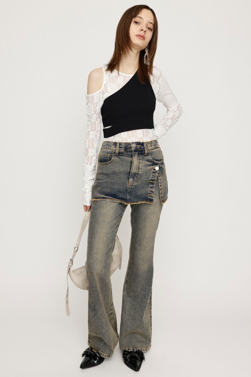 SLY「ASYMMETRY LAYER KNIT ショートワンピース」|ワンピース|