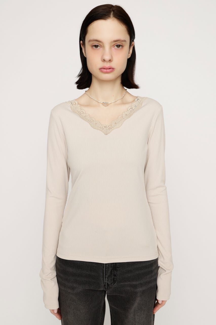 SLY「LACE DOCKING CUT トップス」|Tシャツ・カットソー|