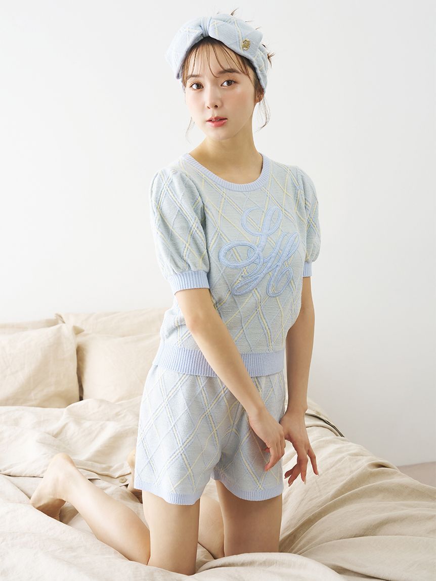 SNIDEL HOME「ニットチェックリボンヘアターバン」|その他|