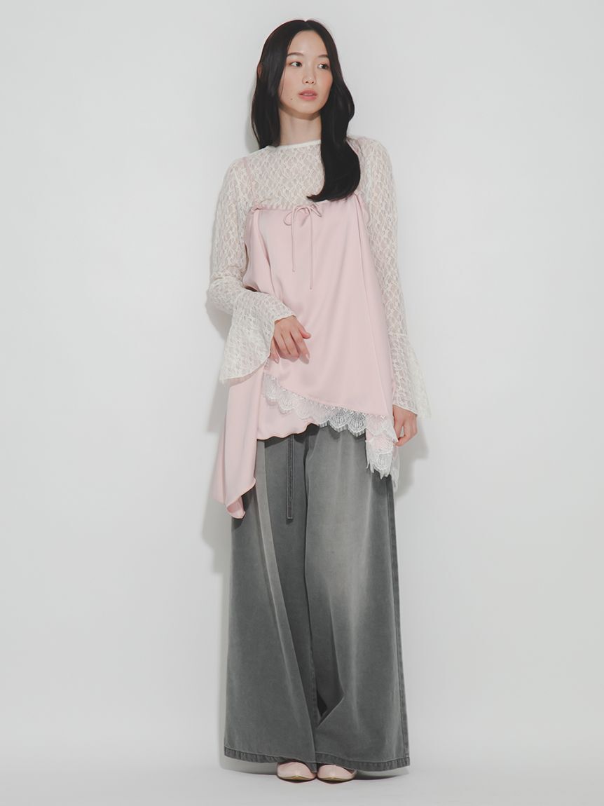 FURFUR「フレアスリーブレースカットプルオーバー」|Tシャツ・カットソー|