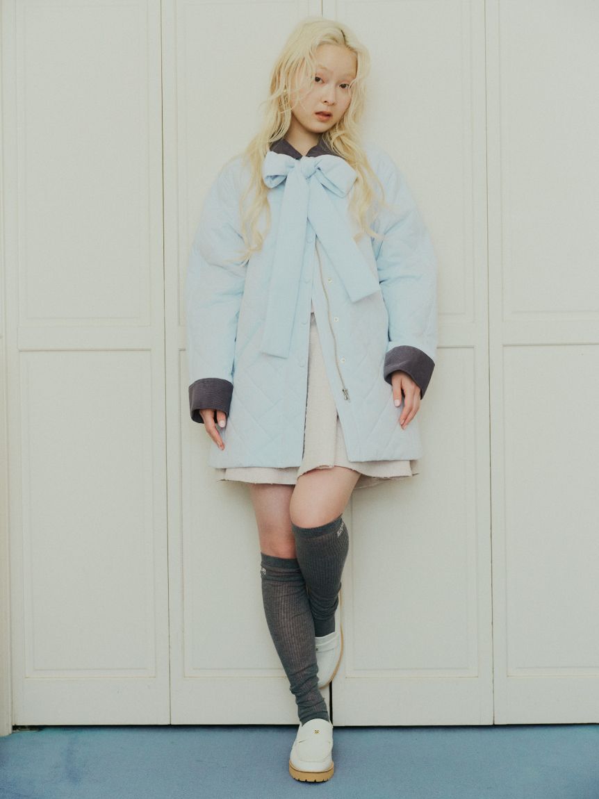 FURFUR「【限定カラー】パデッドボウタイキルティングブルゾン」|ブルゾン・スタジャン|SAX