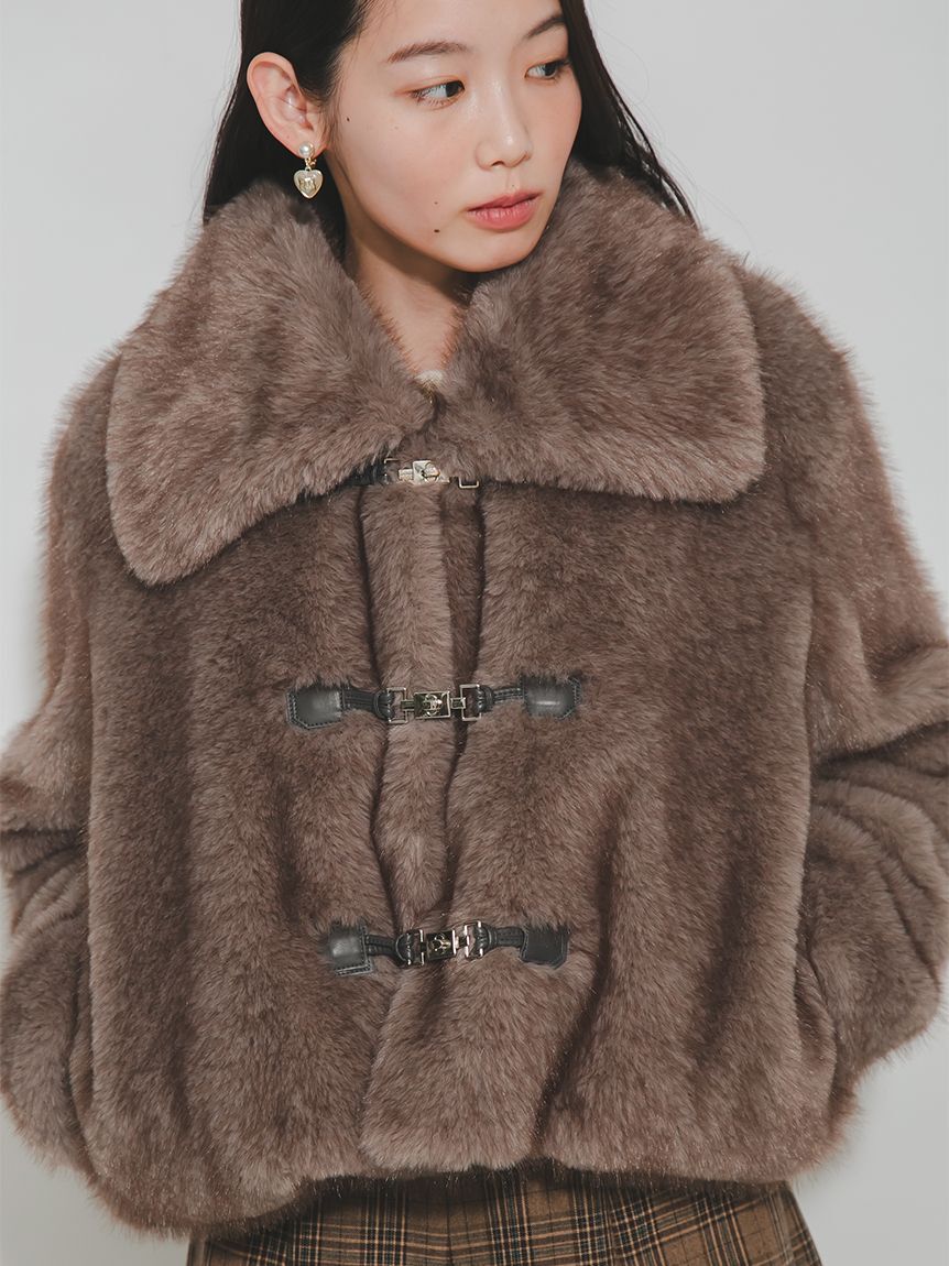 FURFUR「ビッグカラーエコファーショートコート」|ブルゾン・スタジャン|
