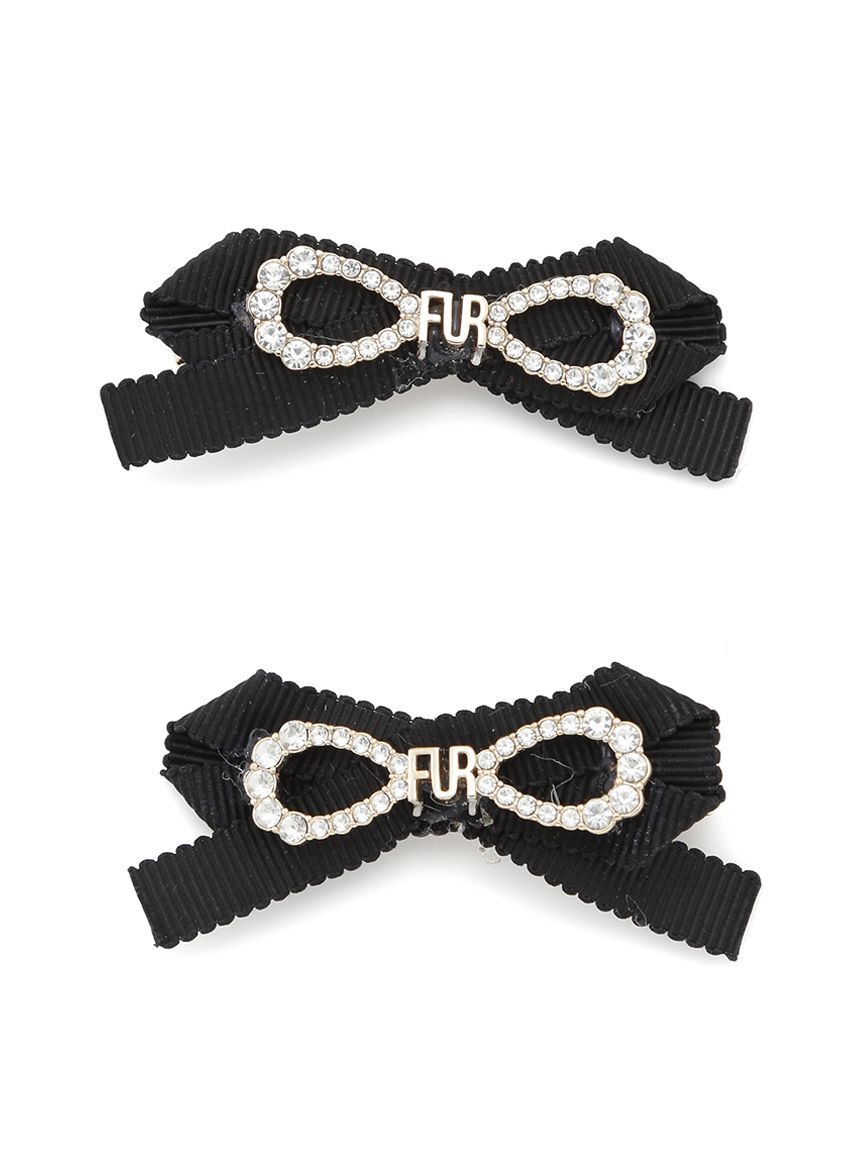FURFUR「クリスタルリボンヘアピンセット」|ヘアバンド|BLK