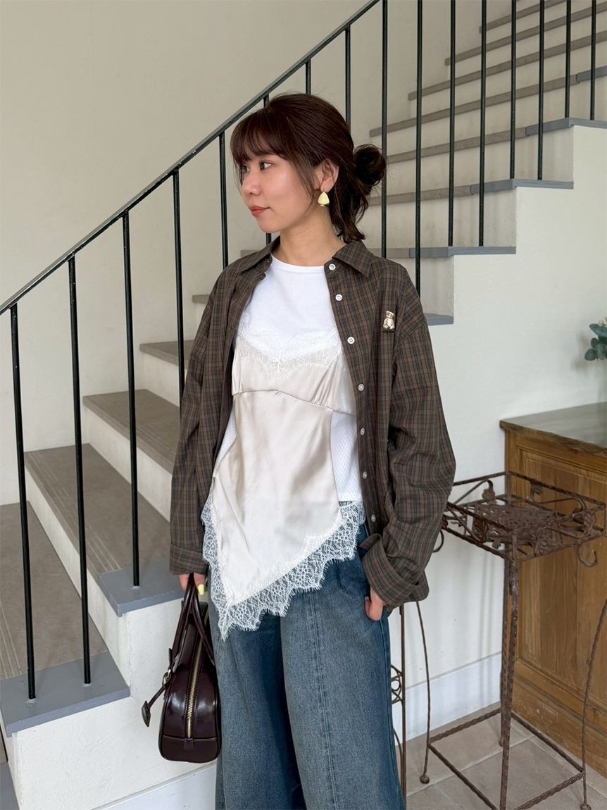 LILY BROWN「サテンキャミドッキングトップス」|Tシャツ・カットソー|