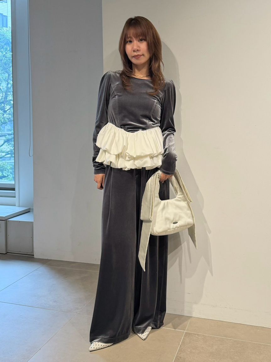 LILY BROWN「ベロアバルーンペプラムトップス」|Tシャツ・カットソー|