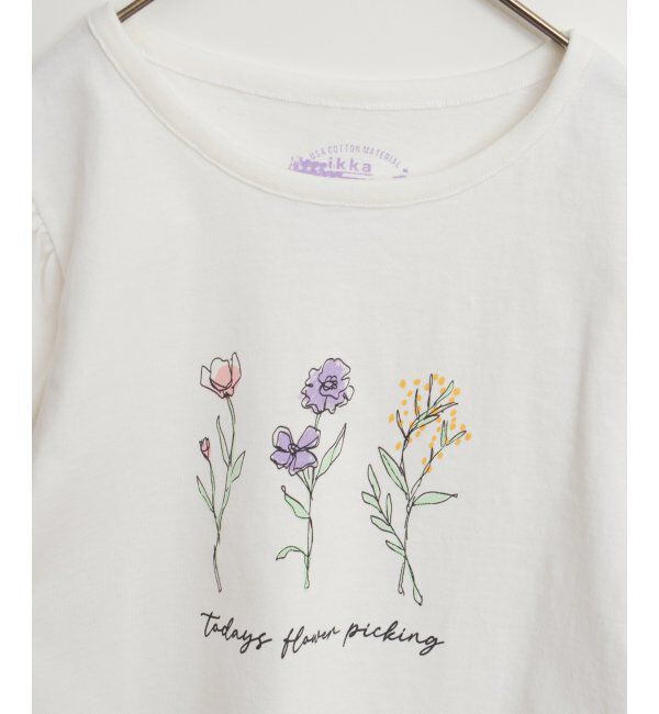 ikka kids「USAコットン パフスリーブプリントTシャツ（120~160cm）」|Tシャツ・カットソー|