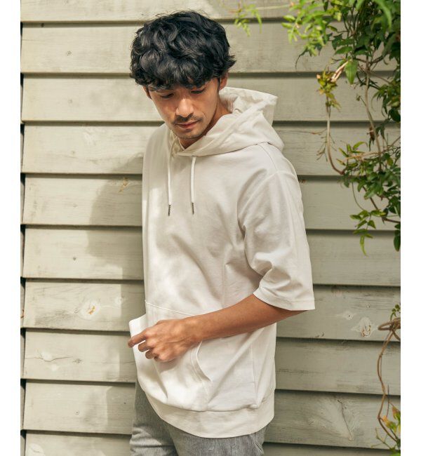 ikka「【接触冷感／抗菌防臭】GOKU楽セイケツ5分袖パーカー」|Tシャツ・カットソー|