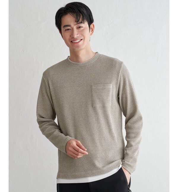 ikka「メランジワッフルポケフェイクロンＴ」|Tシャツ・カットソー|