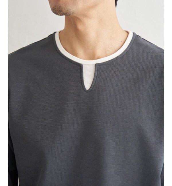 ikka「【抗菌防臭】GOKU楽冷感7分袖キーネック」|Tシャツ・カットソー|