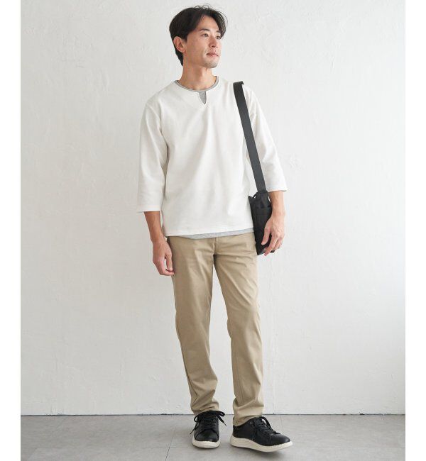 ikka「【抗菌防臭】GOKU楽冷感7分袖キーネック」|Tシャツ・カットソー|