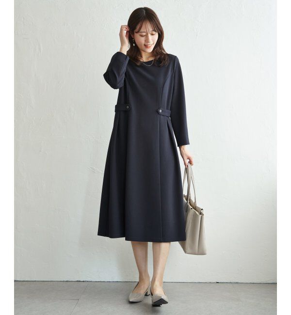 IKKA LOUNGE「カットジョーゼットウエストタブワンピース」|ドレス|