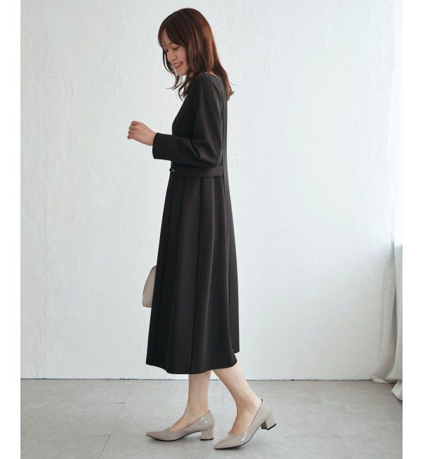 IKKA LOUNGE「カットジョーゼットウエストタブワンピース」|ドレス|