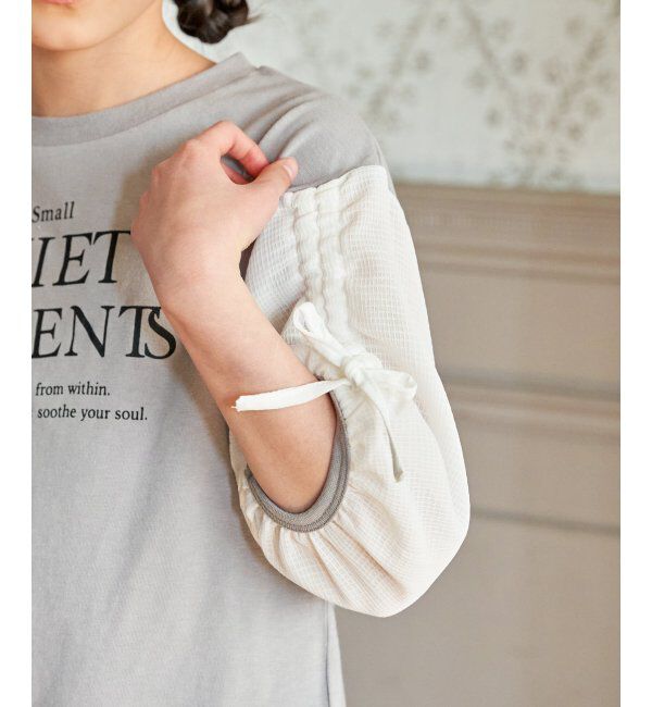 ikka kids「袖布帛シャーリング7分Tシャツ（120~160cm）」|Tシャツ・カットソー|