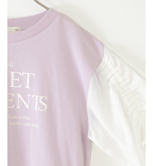 ikka kids「袖布帛シャーリング7分Tシャツ（120~160cm）」|Tシャツ・カットソー|