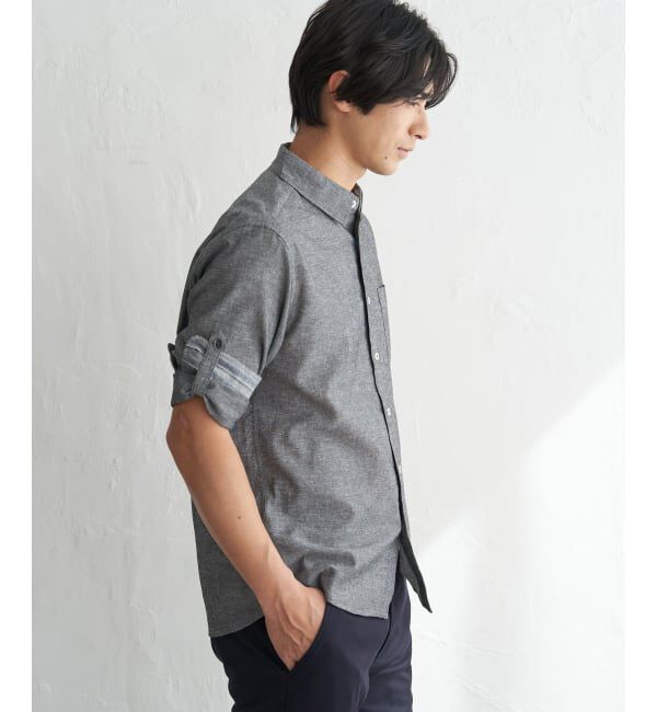 ikka「【雑誌MonoMax5月号掲載】フレンチリネンMIX袖2WAYシャツ【接触冷感】「小泉孝太郎さん着用モデル」」|シャツ・ブラウス|