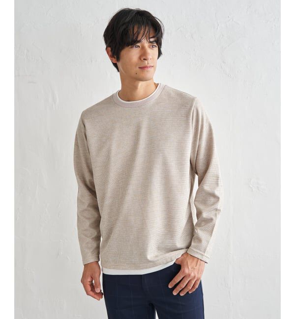 ikka「【雑誌MonoMax4月号掲載】速乾ピケレイヤードロンT「小泉孝太郎さん着用モデル」」|Tシャツ・カットソー|ベージュ