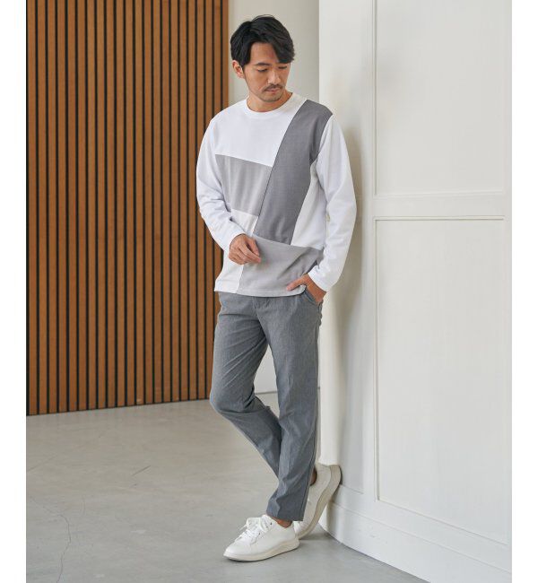 ikka「ブロックスポンチ切り替えロンT」|Tシャツ・カットソー|