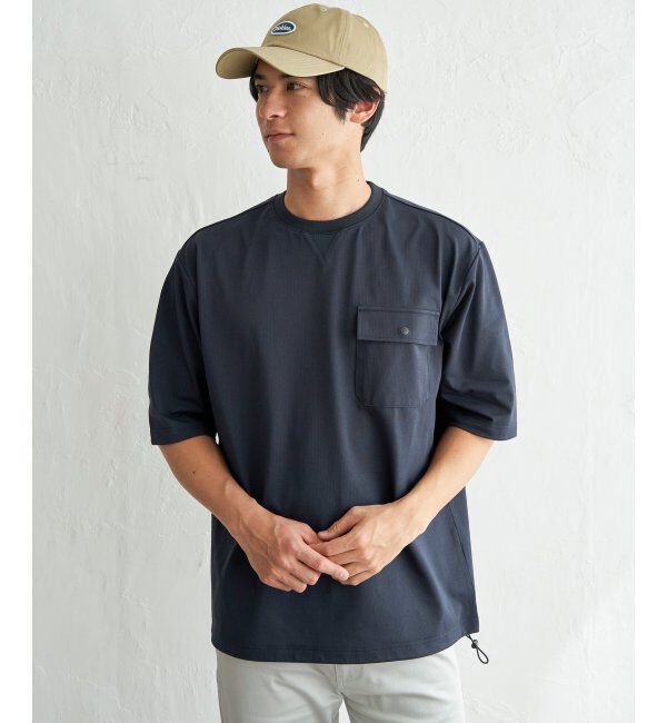 ikka「【吸水速乾】冷感メッシュ5分袖アウターT」|Tシャツ・カットソー|