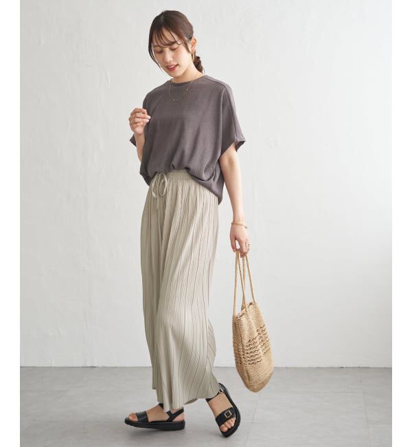 ikka「【雑誌InRed6月号掲載】さらっとプリーツワイドパンツ【親子コーデ】」|キュロット|