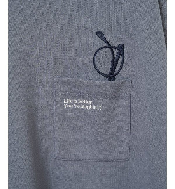ikka「冷感ポンチメガネ刺繍ポケT」|Tシャツ・カットソー|