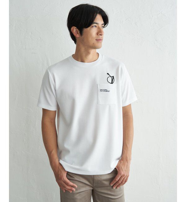ikka「冷感ポンチメガネ刺繍ポケT」|Tシャツ・カットソー|