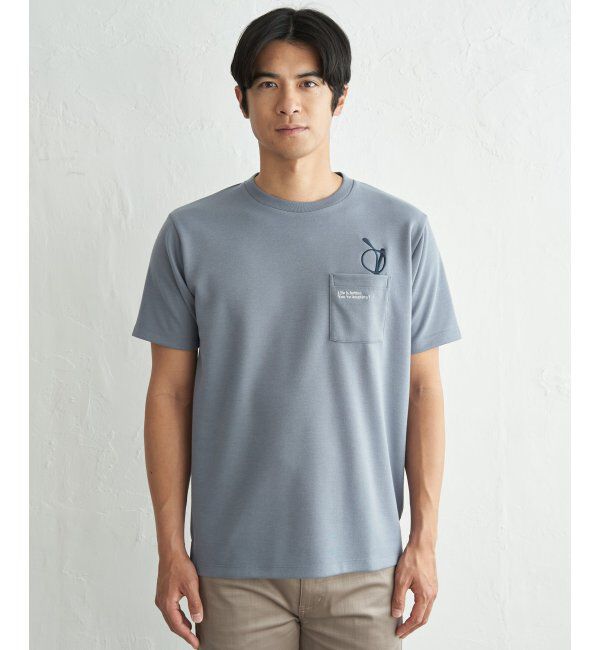 ikka「冷感ポンチメガネ刺繍ポケT」|Tシャツ・カットソー|