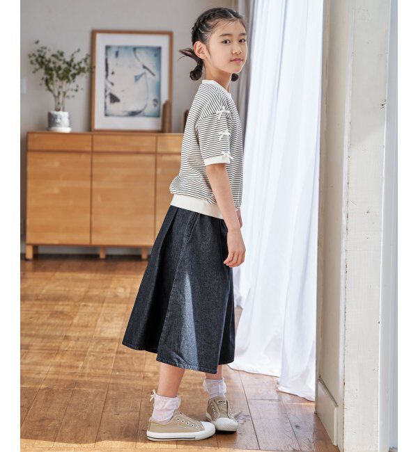 ikka kids「【親子コーデ】 フライス袖リボンドルマンプルオーバー (120cm~160cm)」|Tシャツ・カットソー|